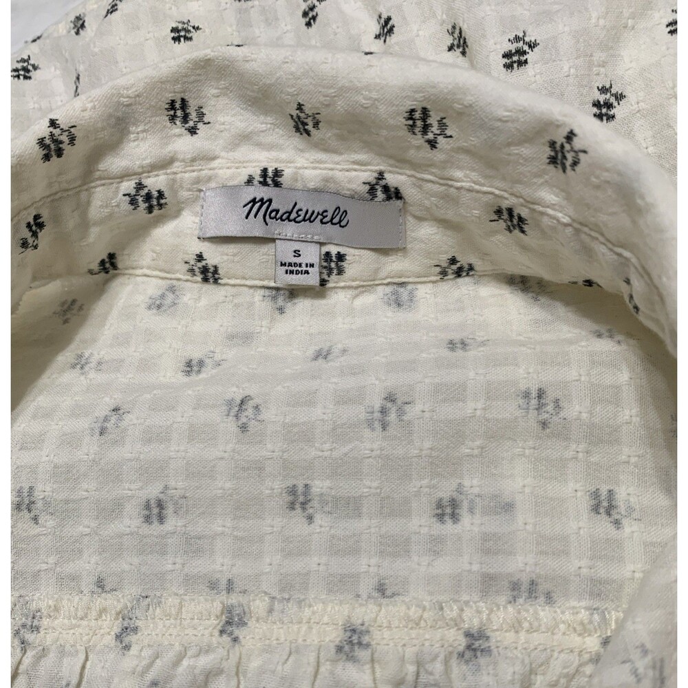 Madewell Drawstring Cotton Crop Button-Up Shirt Size Small Floral - Picture 6 of 6